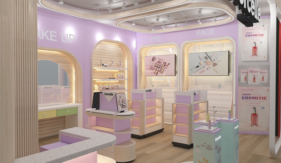 รับออกแบบตกแต่งภายในร้านค้า เครื่องสำอางค์