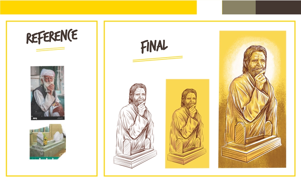 Jasa karikatur desain vektor wajah pria dengan latar belakang kuning.