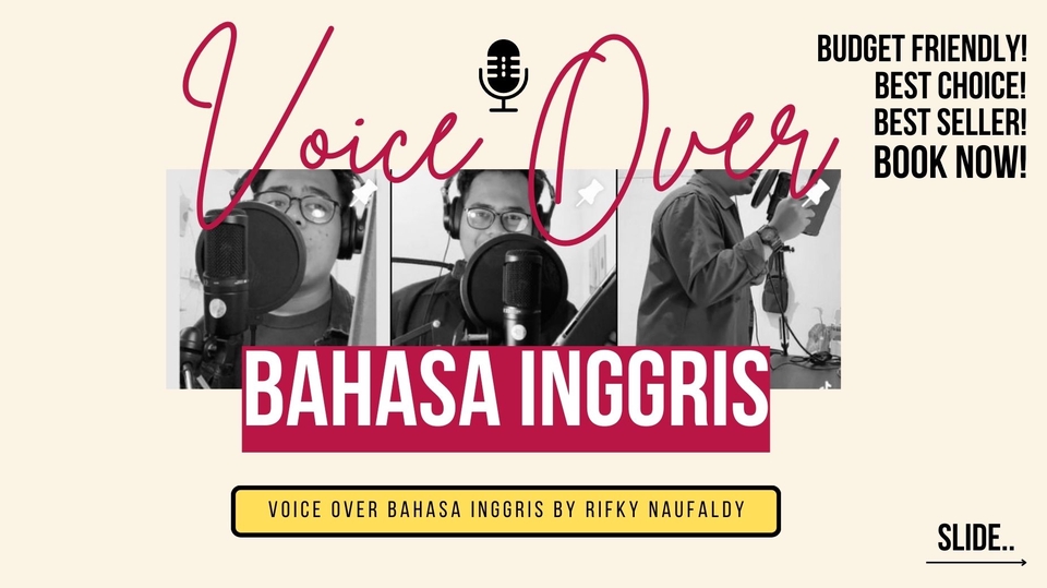 Voice Over Bahasa Inggris untuk iklan, narasi, dokumenter, komersil