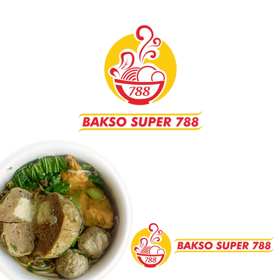 Jasa desain logo untuk restoran, kafe, dan warung makan dengan logo bakso super 788