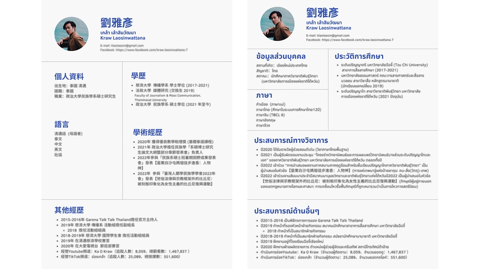 Portfolio & Resume -  Portfolio / Resume เรียนต่อหรือสมัครทำงาน ภาษาไทย-จีน(ตัวเต็มหรือตัวย่อ)  - 6