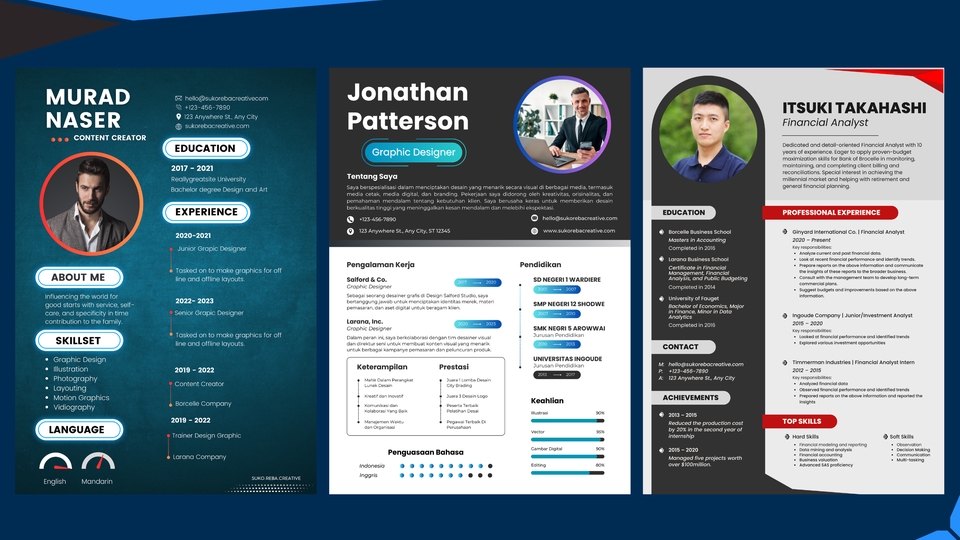 Desain cv profesional dan menarik untuk melamar kerja di Indonesia.