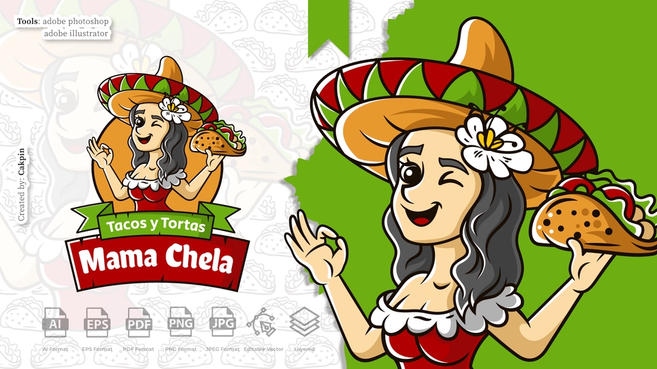 Desain logo makanan, logo keren untuk restoran dan usaha kuliner dengan desain logo unik dan profesional, cocok untuk usaha makanan mama chela, desain logo oleh freelancer profesional.