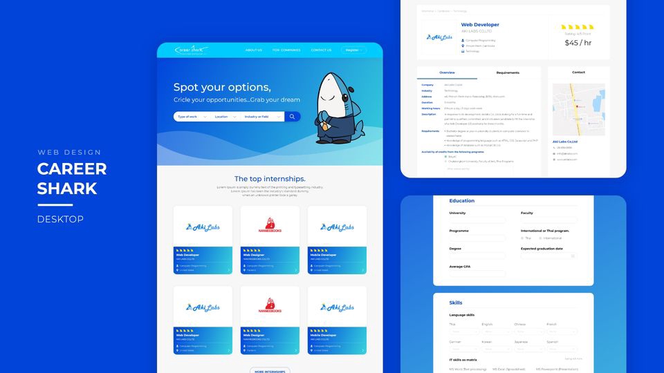 ออกแบบเว็บไซต์ career shark ออกแบบ website สำหรับเว็บไซต์ หา งาน Freelance