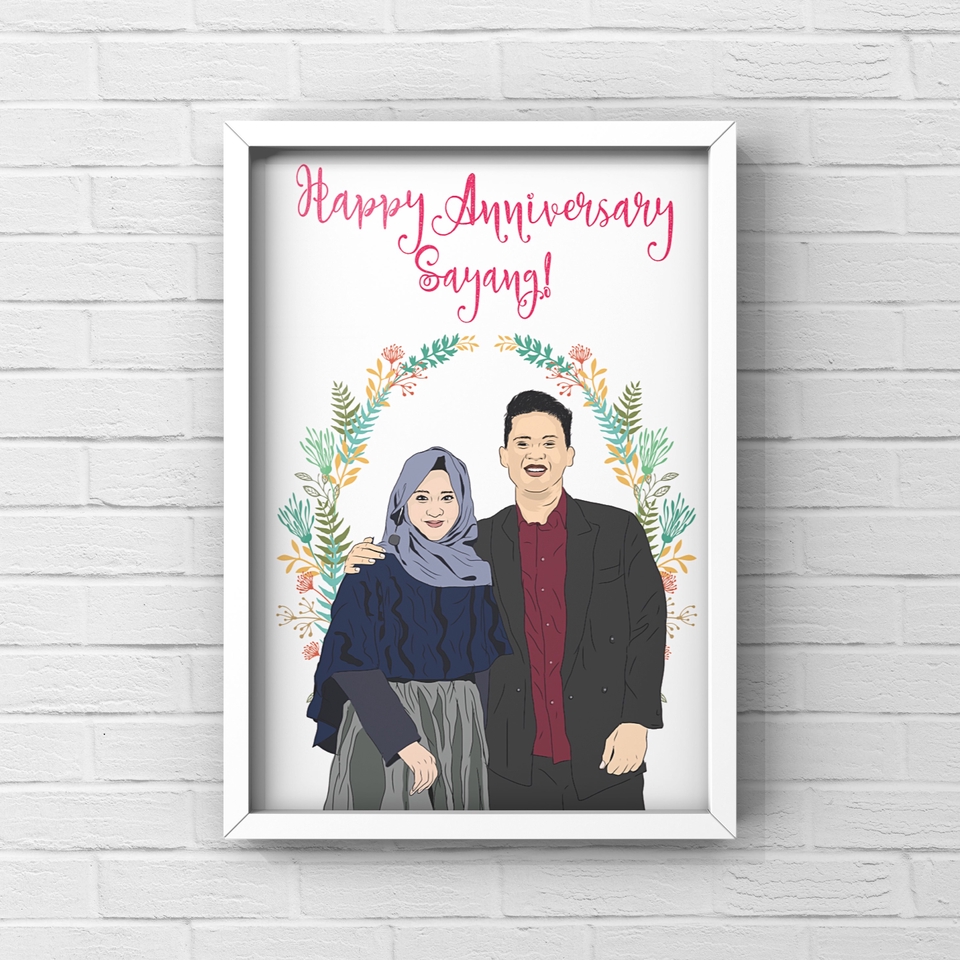 Gambar Potret - Ilustrasi Style Cartoon (Kartun) Dan Line Art 1 HARI JADI - 9