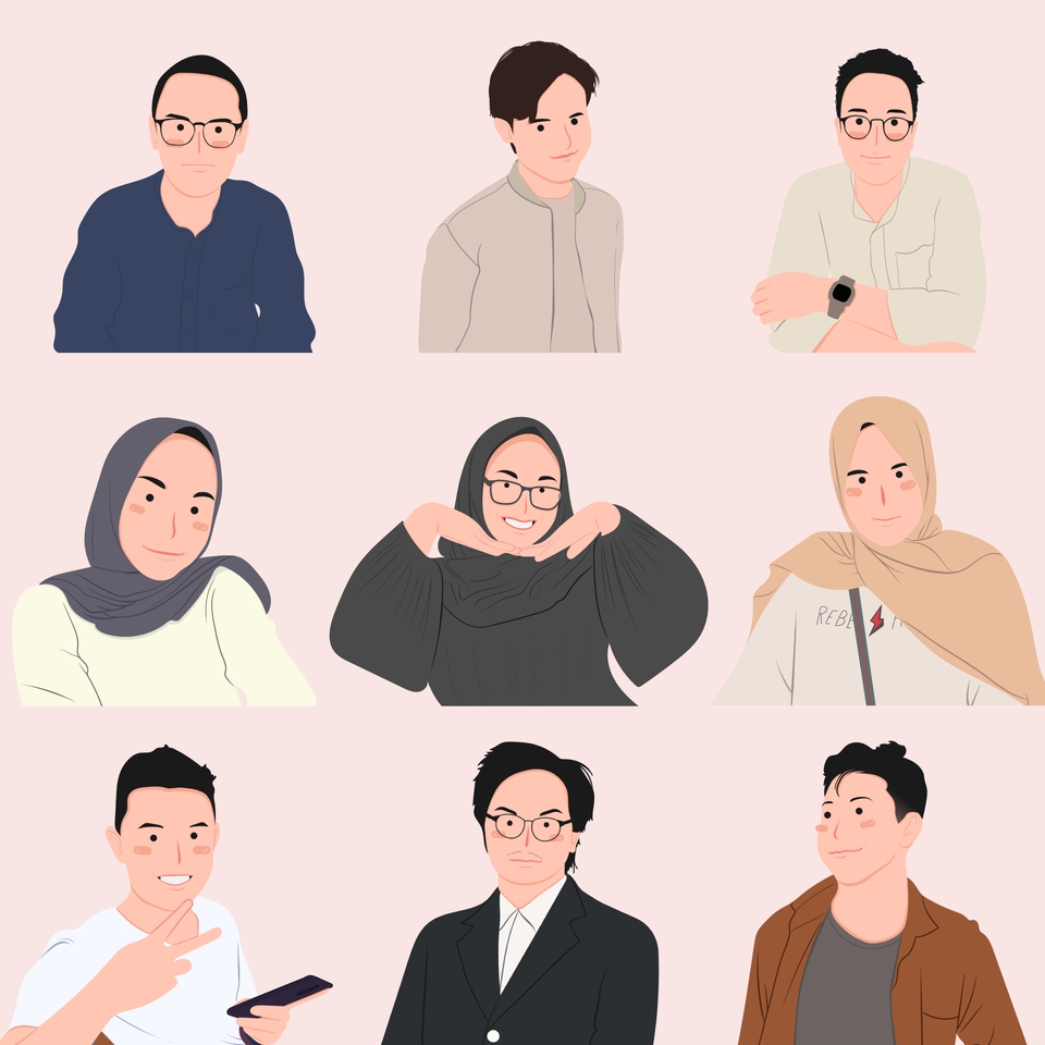 Gambar dan Ilustrasi - Ilustrasi Wajah Flat Art - 3