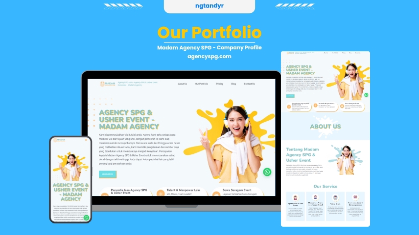 Desain UI UX web modern dengan tema agen SPG dan usher untuk event - desain website, layanan ui ux, desain ui ux website, jasa desain ui ux, ui ux web design, freelance ui ux.
