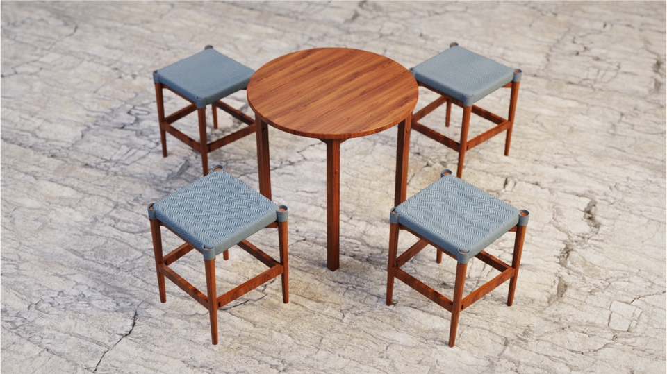 รับปั้นโมเดล 3d โต๊ะไม้และเก้าอี้ 4 ตัว สำหรับตกแต่งบ้าน