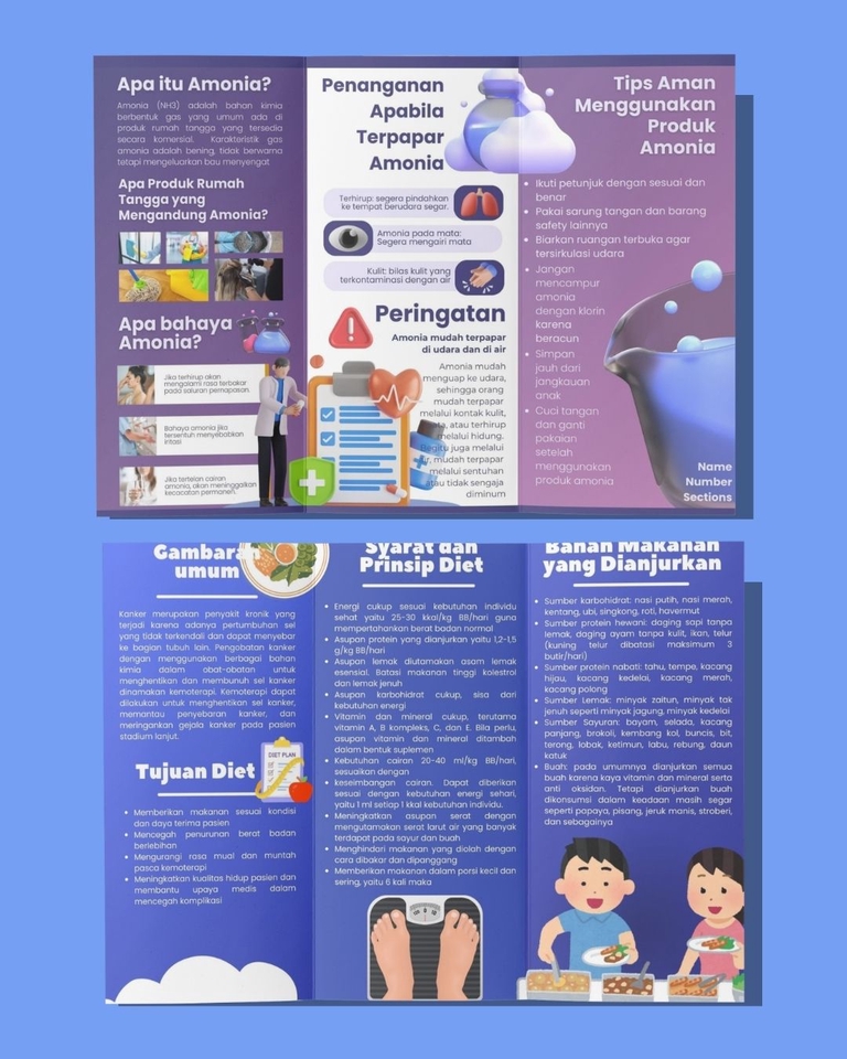 Infografis tentang tips aman menggunakan produk amonia dan syarat diet sehat