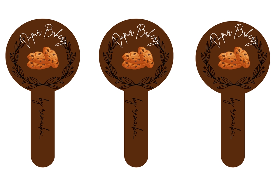 Desain label stiker makanan dengan desain unik dan modern, cocok untuk kemasan roti, kue, dan snack.  jasa desain label makanan, stiker label makanan, desain stiker makanan, desain label produk.