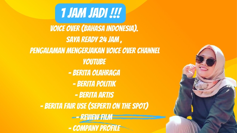 Sulih suara (dubbing, looping) - Voice Over Wanita 1 JAM JADI - 1