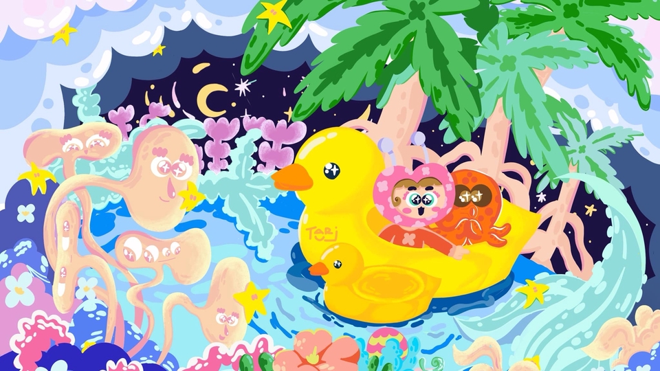 วาดภาพประกอบนิทานเด็กน่ารัก ภาพดิจิตอลเพ้นท์