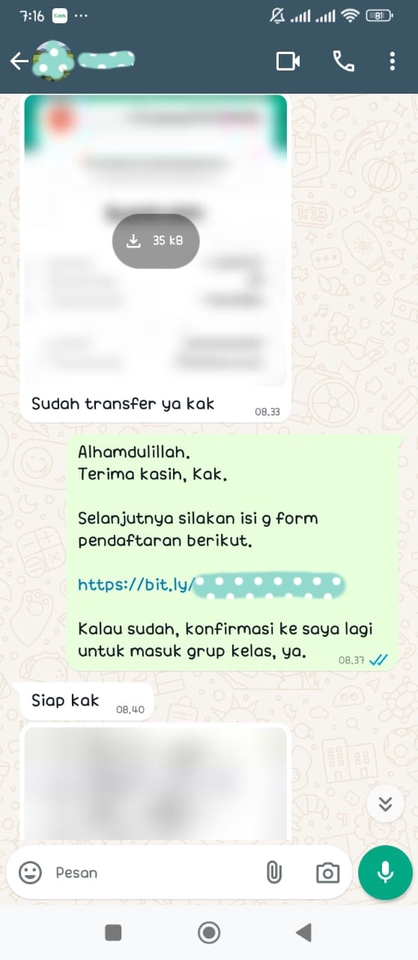 Kursus online bahasa inggris dengan link pendaftaran dan chat Whatsapp