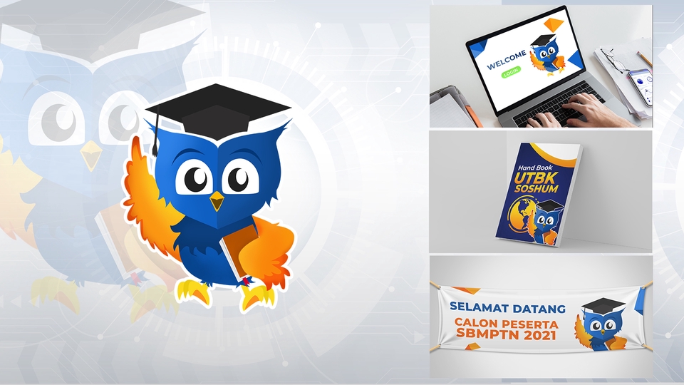 Jasa desain karakter kartun, karakter burung hantu untuk maskot sekolah