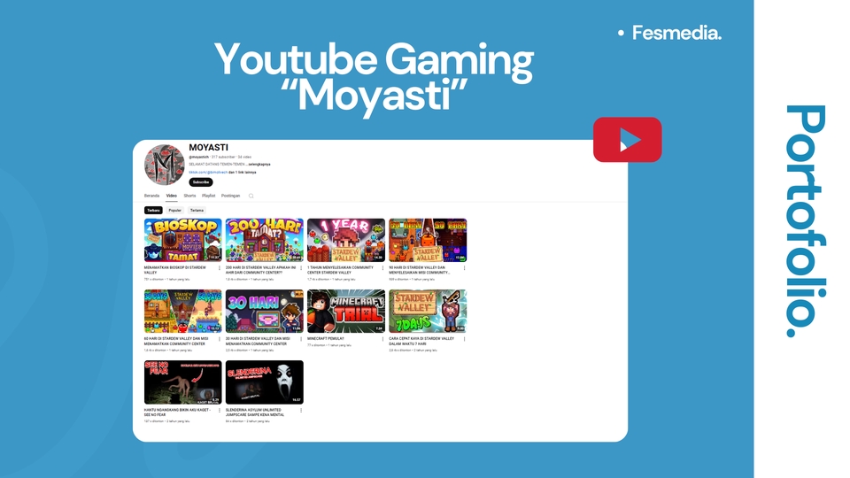 Jasa editing video youtube, jasa edit video game "Moyasti" untuk meningkatkan jumlah viewer di Youtube.  Harga jasa editing video murah dan profesional.