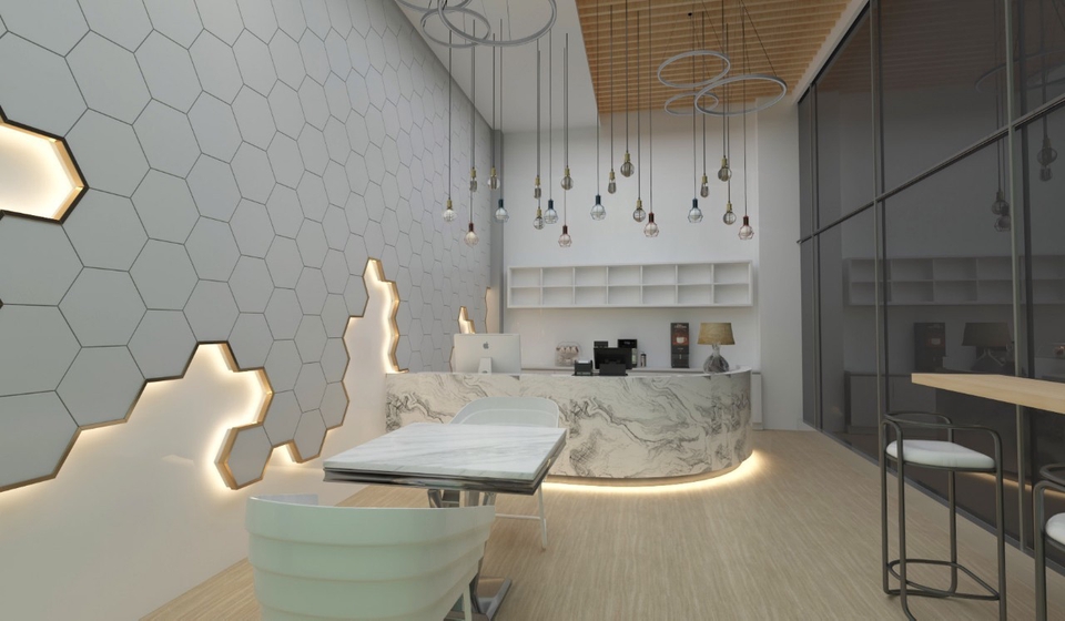 3D Perspective - Cafe Modern & Retro Style สามารถเขียนแบบ & Material Board ทำงานแนว Luxury ออกแบบภาพ Perspective  - 7