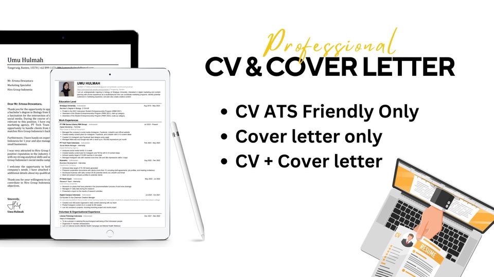 Jasa Desain CV (Curriculum Vitae) & Portofolio - PROFESSIONAL CV ATS / RESUME / COVER LETTER