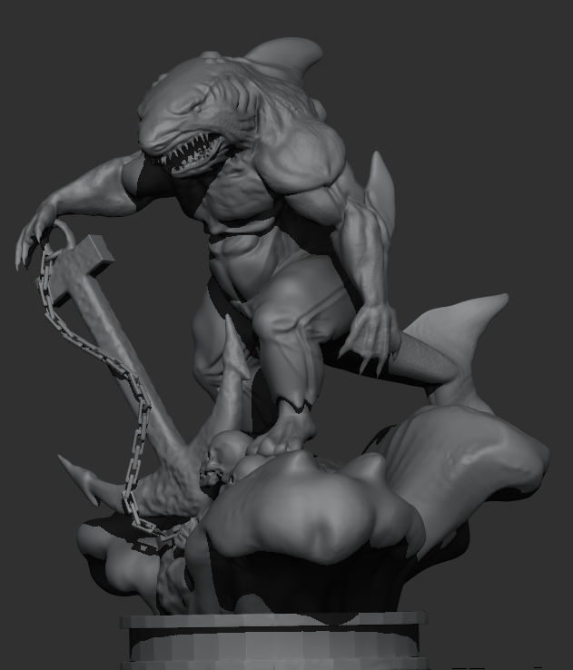 รับผลิต art toy ปลาฉลาม ยืน บน ห่วง สมอ