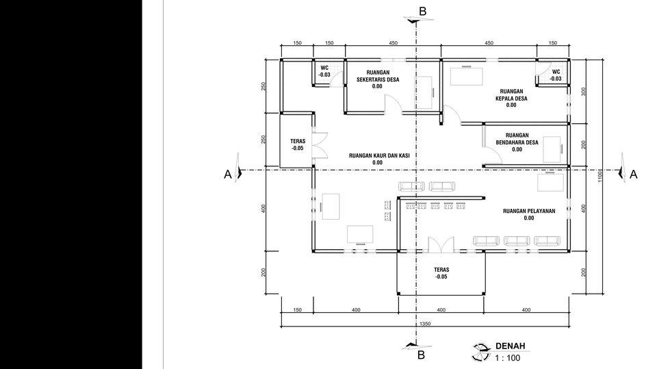 CAD rumah lantai 1 dan lantai 2 