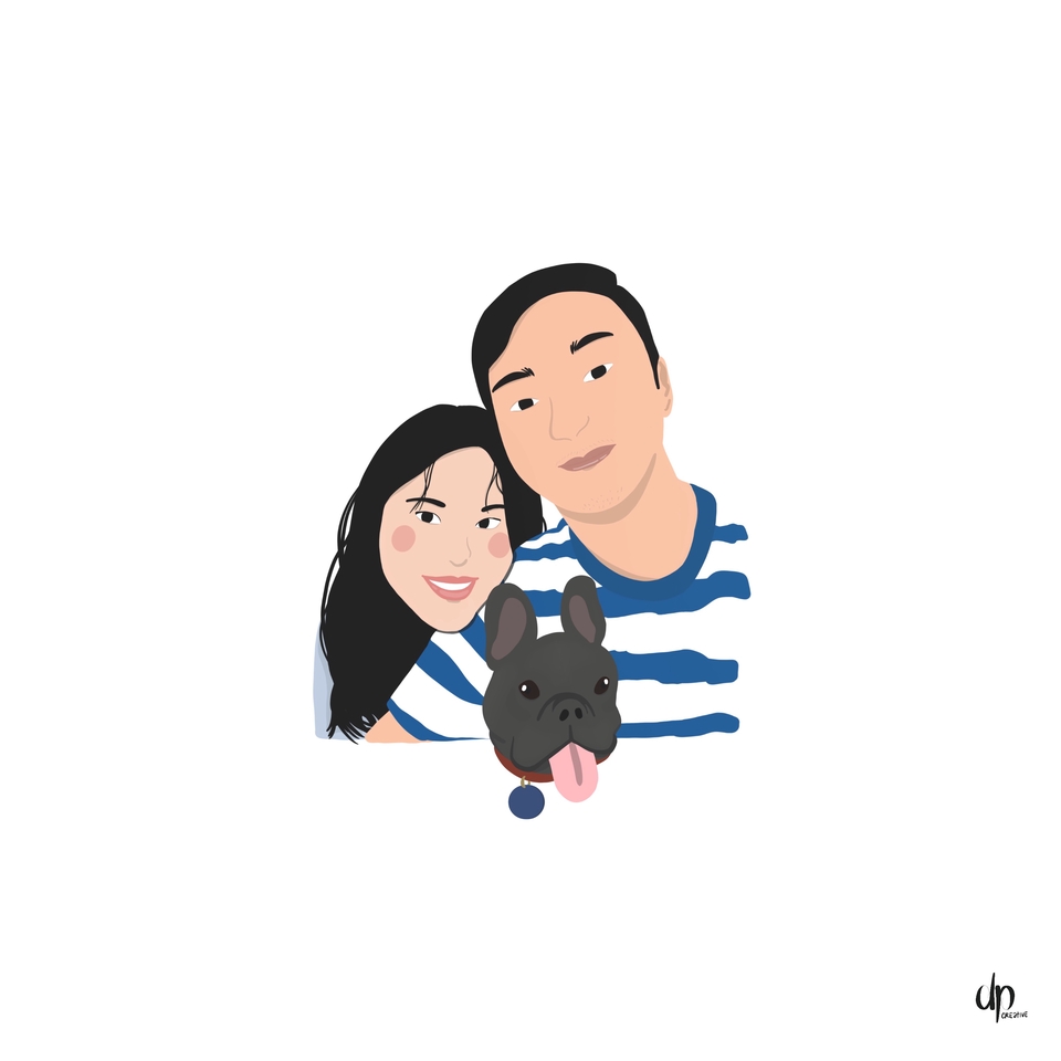 Gambar Potret - Ilustrasi Foto/Karakter (Photo/Character Illustration) - Half Body (Couple) - 6