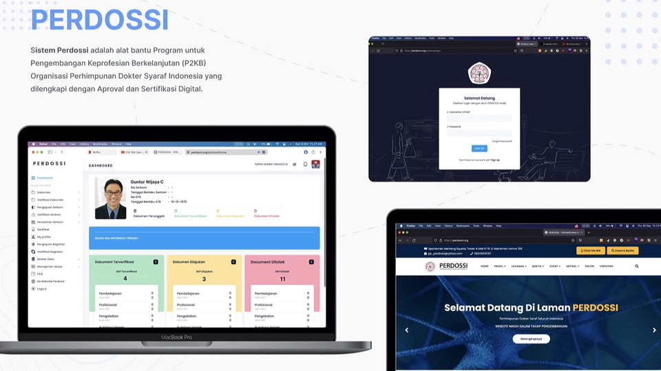 Jasa Pembuatan Website Perusahaan - Perdossi Platform untuk Mengelola Data Profesional