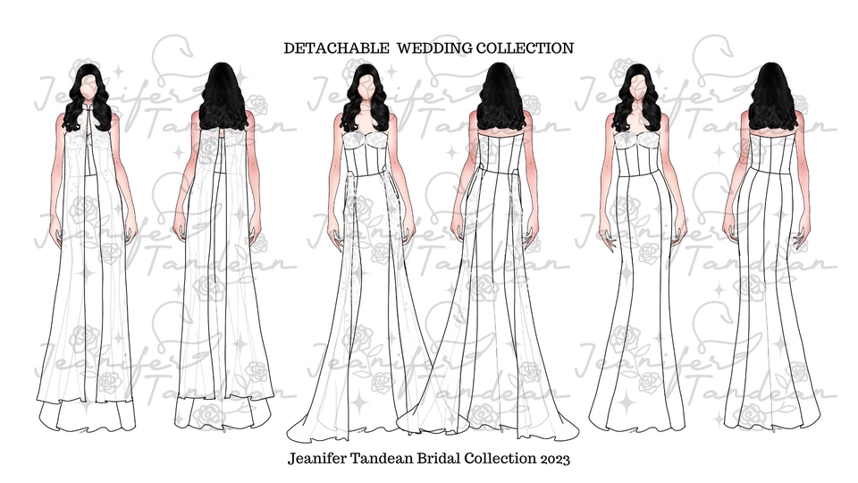 Desain gaun pengantin modern dengan model detachable untuk pernikahan