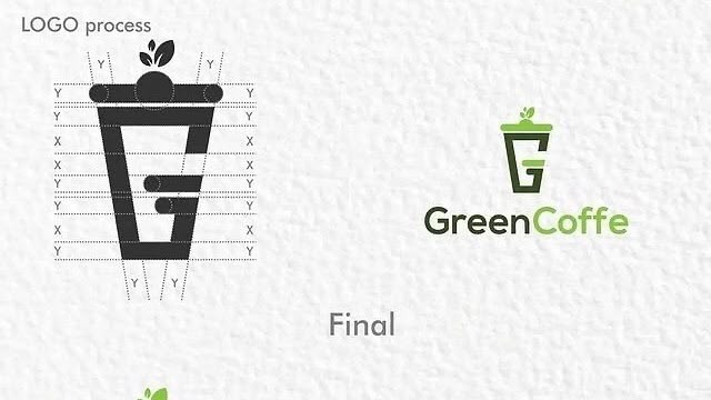 Desain logo dengan konsep tumbuhan dan cangkir, logo untuk bisnis minuman atau cafe.