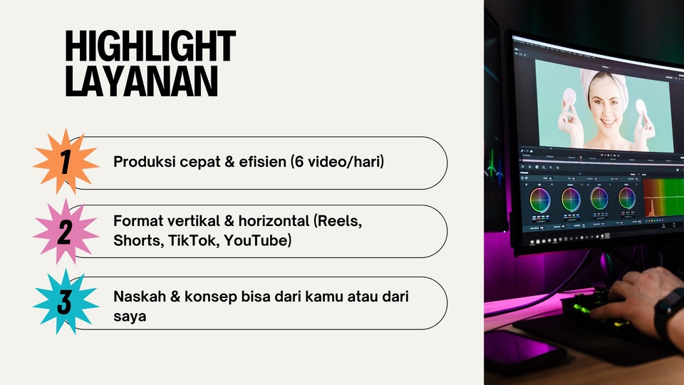 Jasa pembuatan video viral lucu TikTok dan Reels, dengan produksi cepat dan efisien.