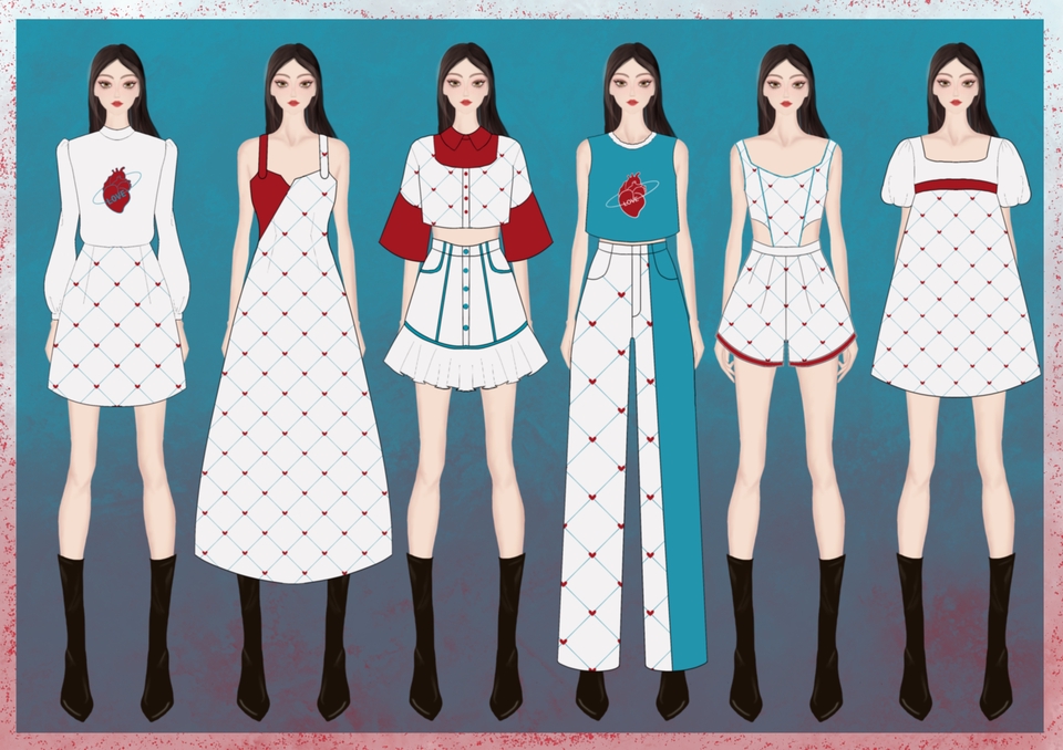 Fashion design ออกแบบเสื้อผ้าผู้หญิงและเด็ก ออกแบบลายผ้า