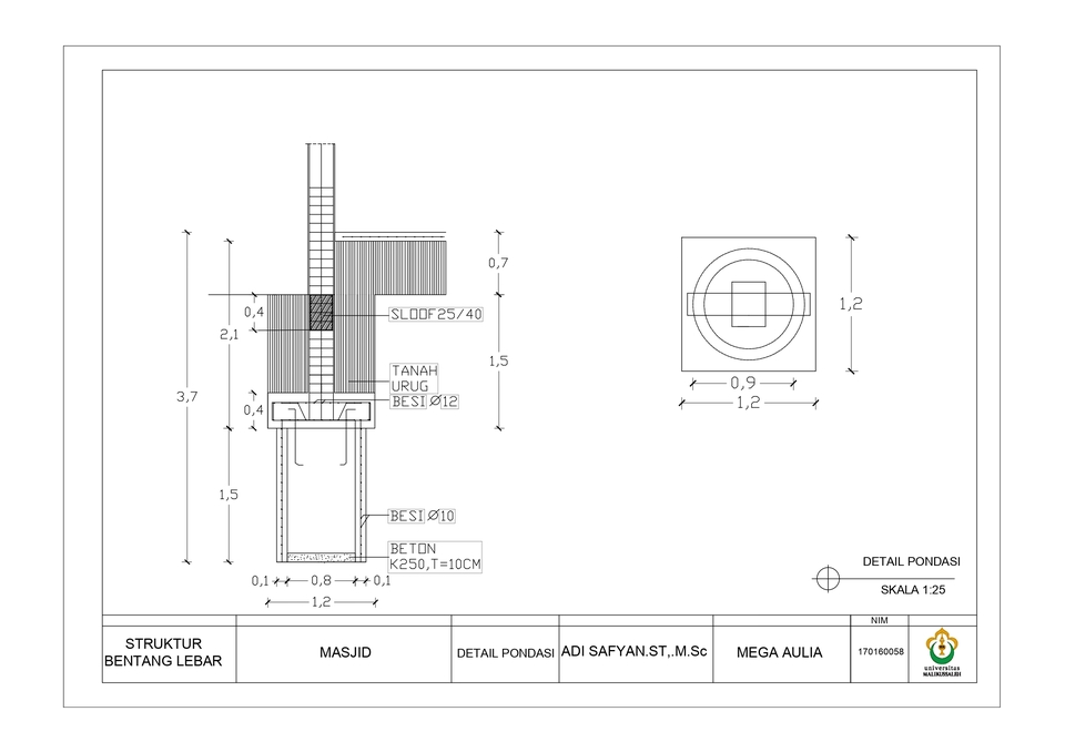 CAD Drawing - Desain Struktural Masjid Lantai 1 - 6