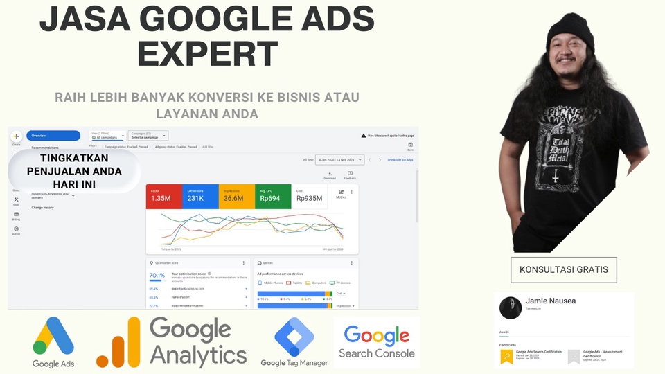 Jasa Google Ads (AdWords) / Iklan Google - Jasa Google Ads, Iklan Google Ads Tertarget, Riset Keyword, Tracking Conversion