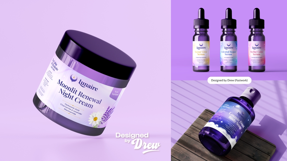 Desain Kemasan Produk Kosmetik dengan Konsep Lavender Moonlit