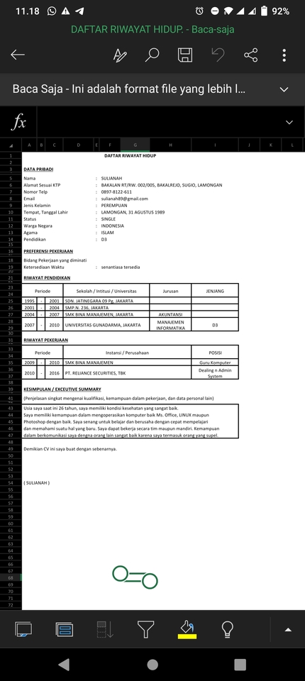 Portfolio & Resume - JASA PEMBUATAN CV/SURAT LAMARAN PEKERJAAN 2 JAM JADI - 2