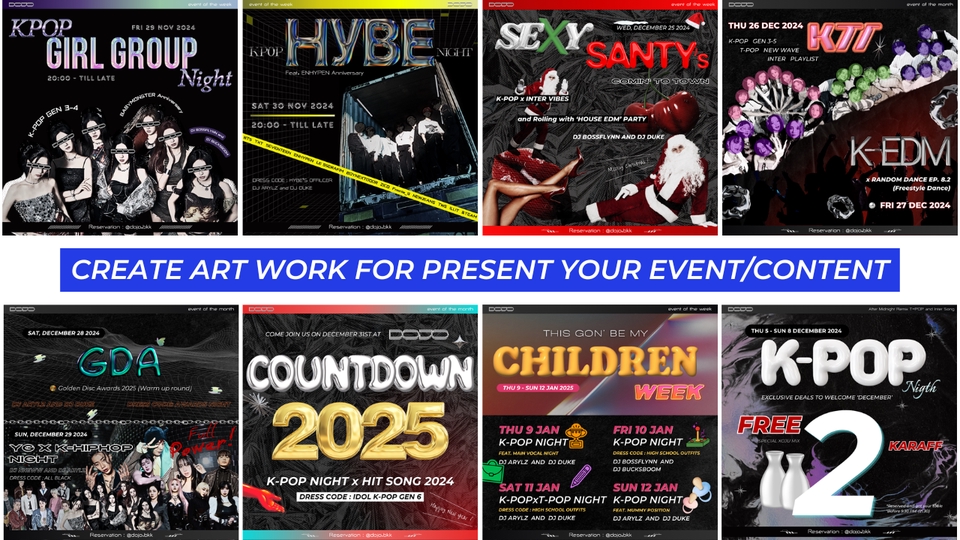 รับทํา content marketing บริการสร้างสรรค์คอนเทนต์สำหรับอีเว้นท์และงานปาร์ตี้ต่างๆ ทำคอนเทนต์ให้น่าสนใจและมีสไตล์ เหมาะสำหรับโปรโมทกิจกรรม K-pop และสร้างยอด engagement บนโซเชียลมีเดีย พร้อมรับวางแผนคอนเทนต์และสร้างสรรค์ผลงานศิลปะหลากหลายรูปแบบ งานออกแบบกราฟิก รับทำคอนเทนต์