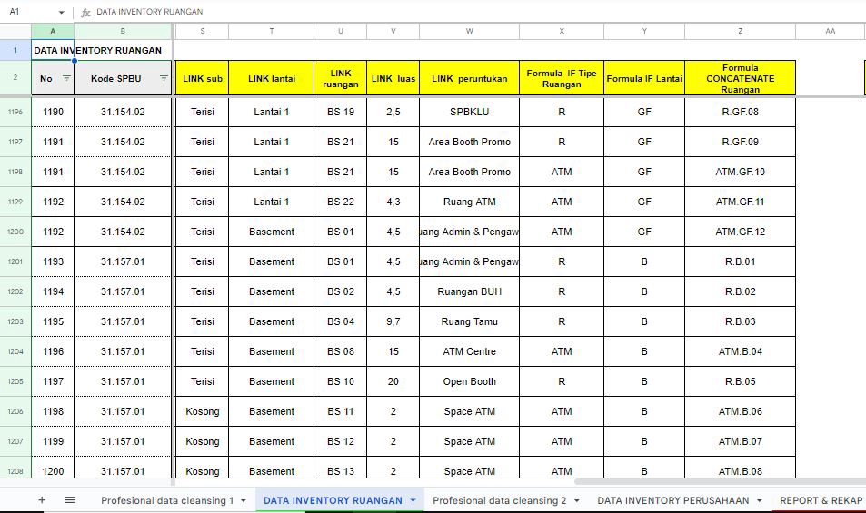 Jasa data entry online untuk inventory ruangan dengan format excel