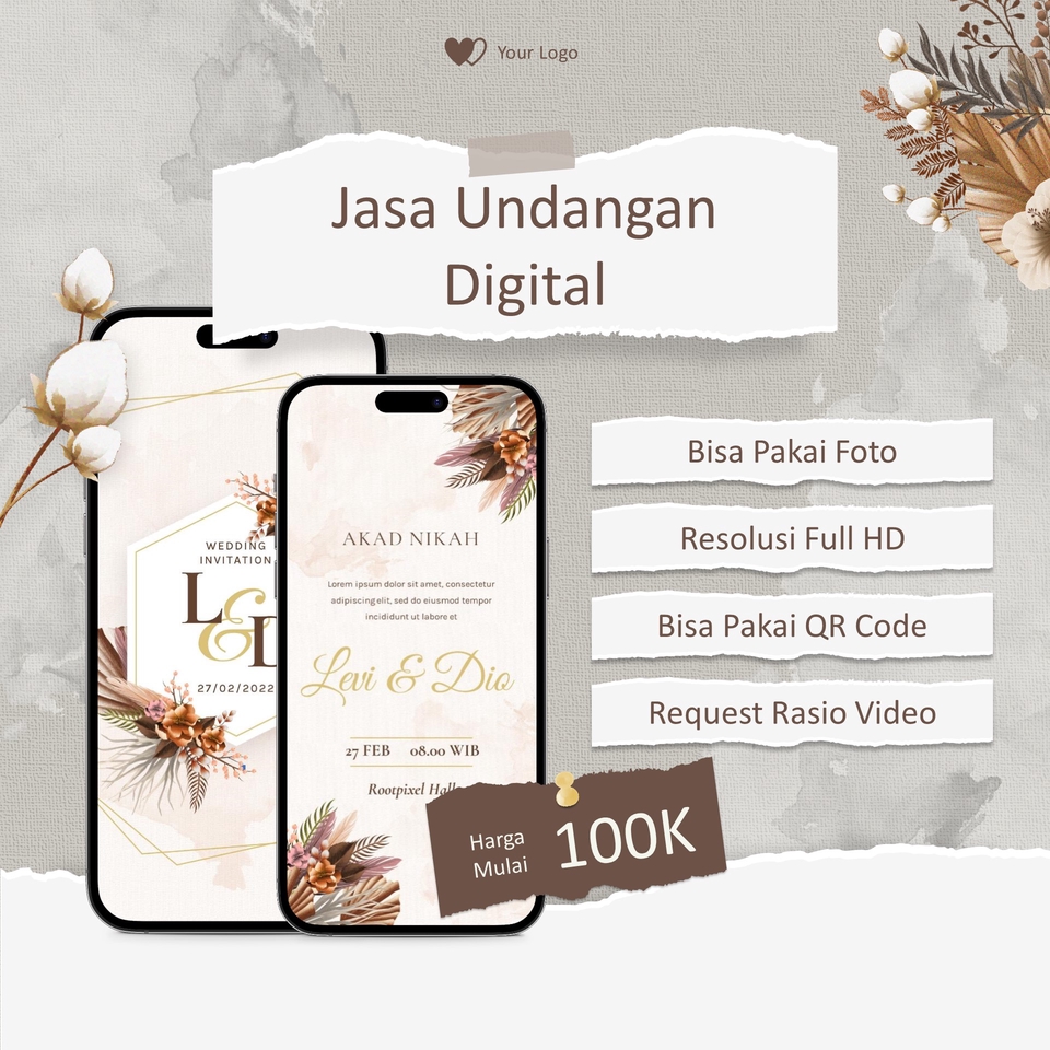 Kartu Ucapan & Video - PEMBUATAN UNDANGAN WEDDING (PERNIKAHAN) DIGITAL - Gambar, Video, Website, - 4