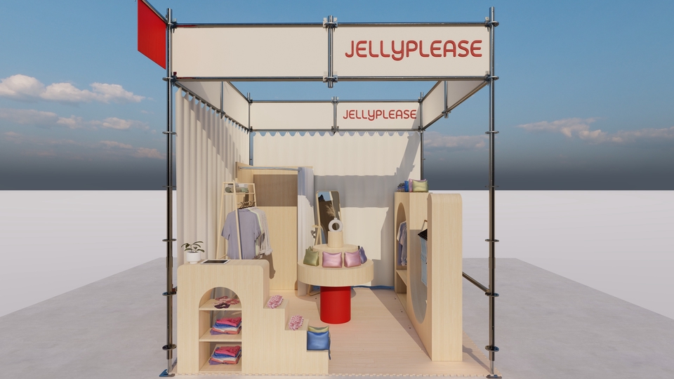 ออกแบบโครงสร้างบูธ Jellyplease  เขียนแบบบูธแสดงสินค้า