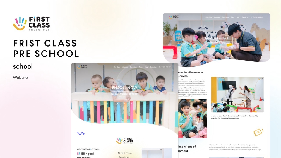 รับออกแบบเว็บไซต์โรงเรียนอนุบาล First Class UI UX สวยงามทันสมัย