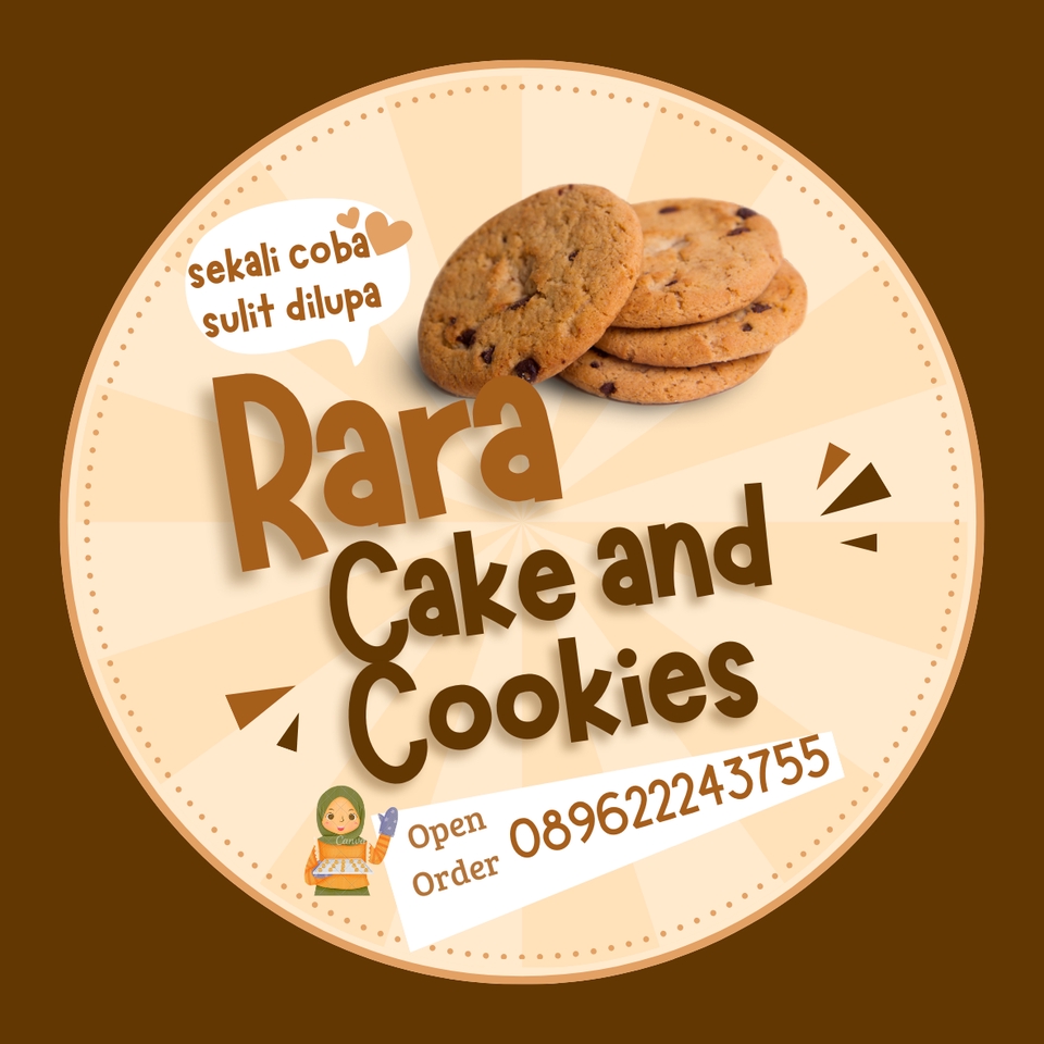 Jasa Desain Logo Makanan, Rara Cake and Cookies, Buat Logo Online, Desain Logo Keren, Desain Logo Cafe, Logo Warung Makan