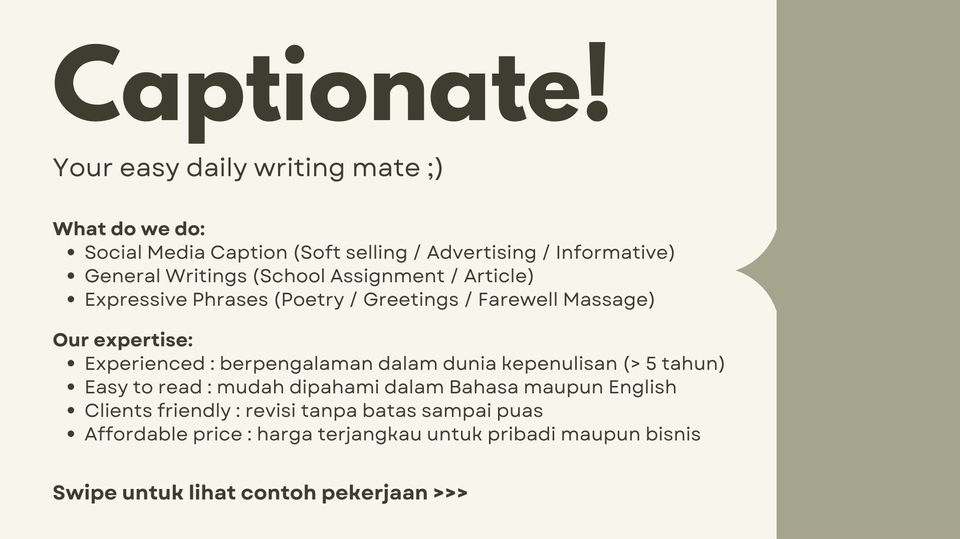 Caption Sosial Media - Captionate! (Copywriting / Social Media / Merangkai kata untuk berbagai keperluan) - 1