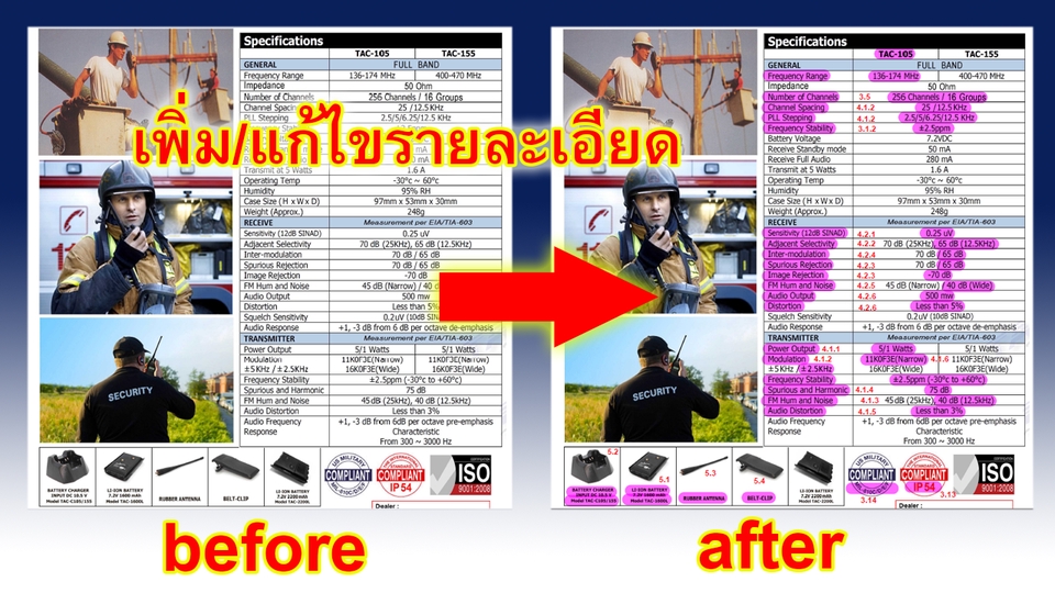 รับพิมพ์งานด่วน แก้ไขข้อมูลเอกสาร เปรียบเทียบก่อนหลัง