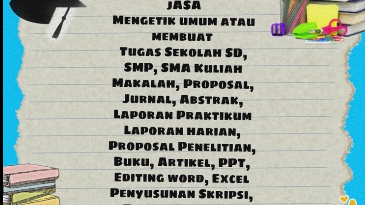 Pengetikan Umum - Menerima jasa :  Pengetikan Umum / Pembuatan Tugas Sekolah / Kuliah, Tugas akhir, Olah Data - 1