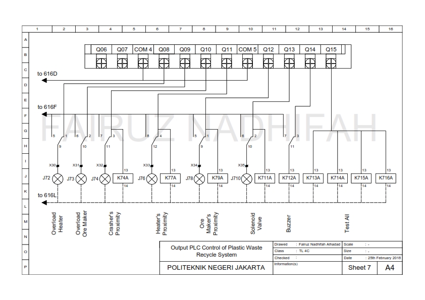 Jasa drafter autocad untuk membuat gambar desain PLC control sistem daur ulang sampah plastik.