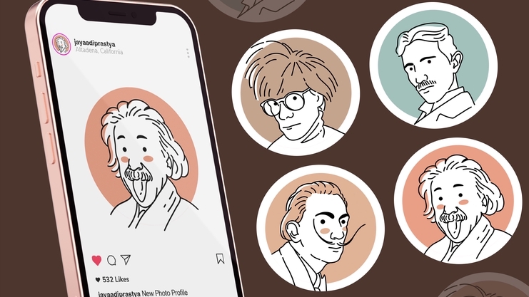 Jasa Mockup Produk dan Kemasan Produk Online - Ilustrasi wajah avatar minimalist untuk Foto Profil Instagram dan Sosial Media atau Linkedin