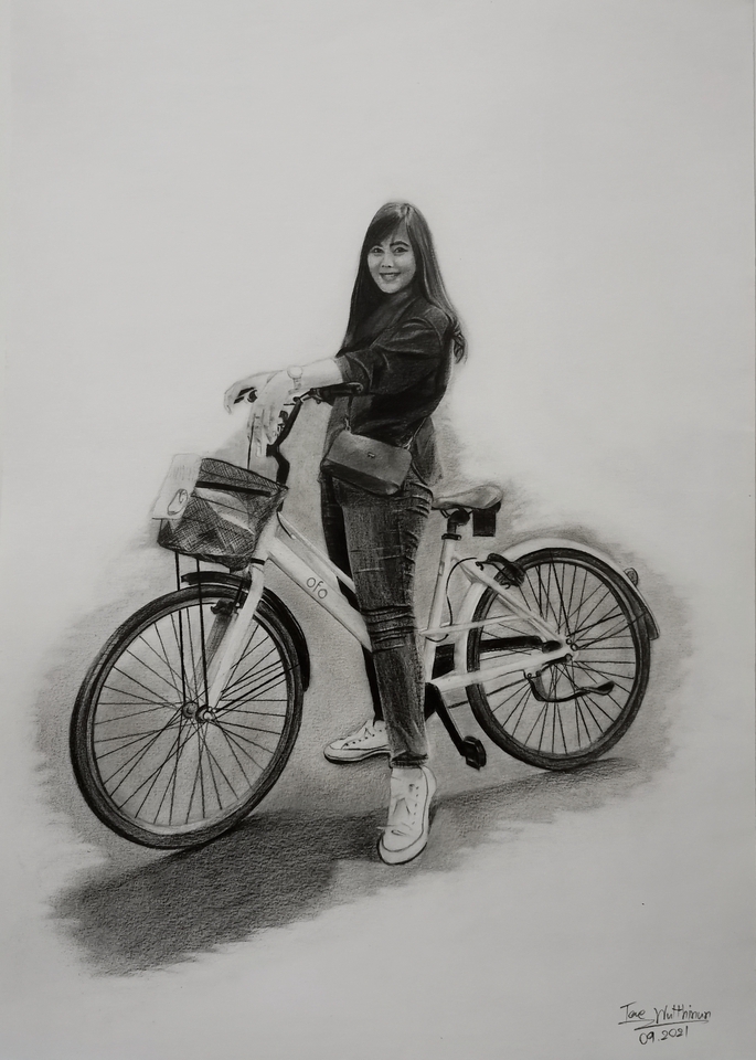 วาดภาพเหมือน Portrait - วาดภาพเหมือนลายเส้นดินสอ ขาวดำ - 3