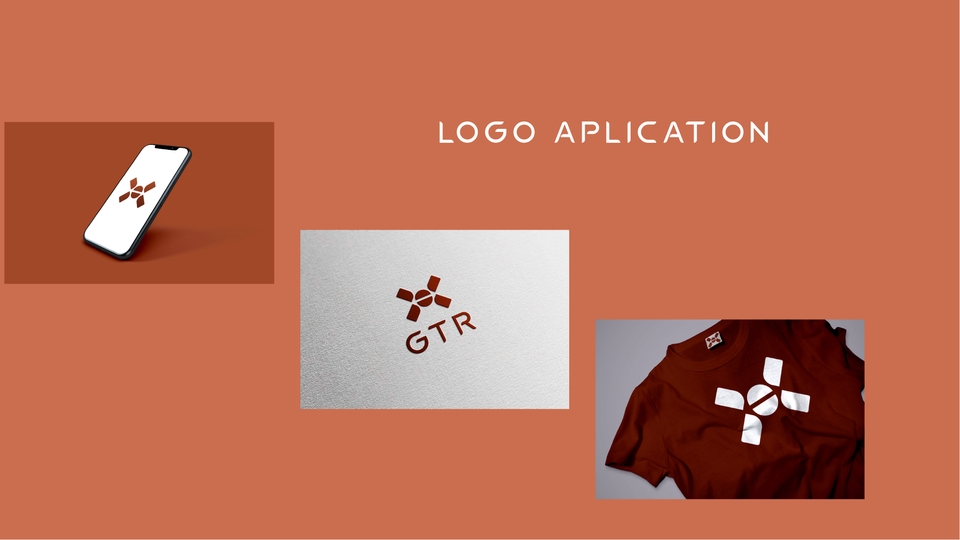 Contoh aplikasi logo untuk bisnis dan branding: desain logo untuk kaos, situs web, dan smartphone.