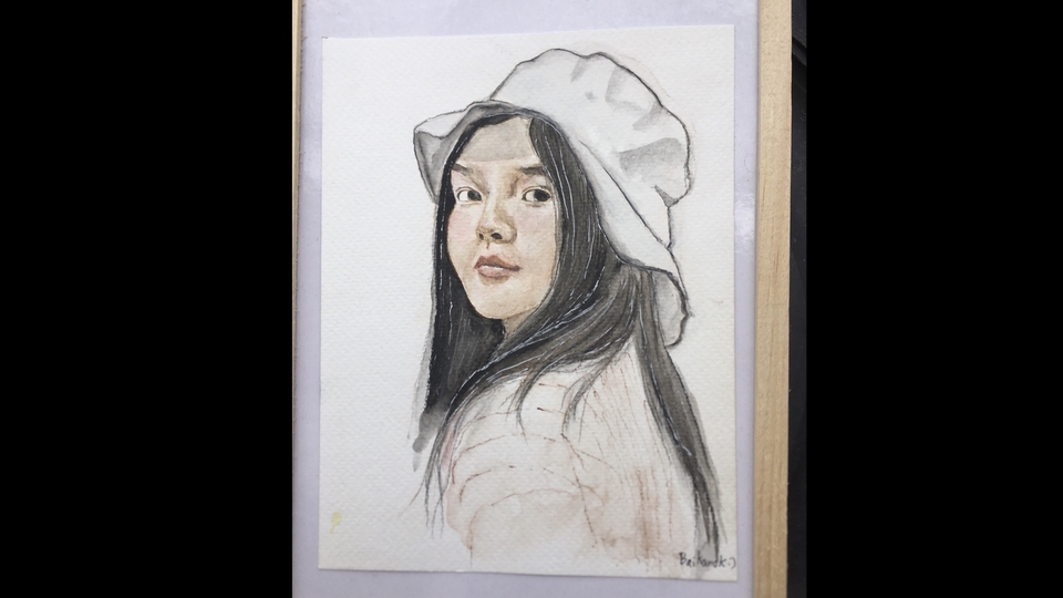 วาดภาพเหมือน Portrait - รับวาดภาพ portrait สีไม้ระบายน้ำขนาด a5 - 1