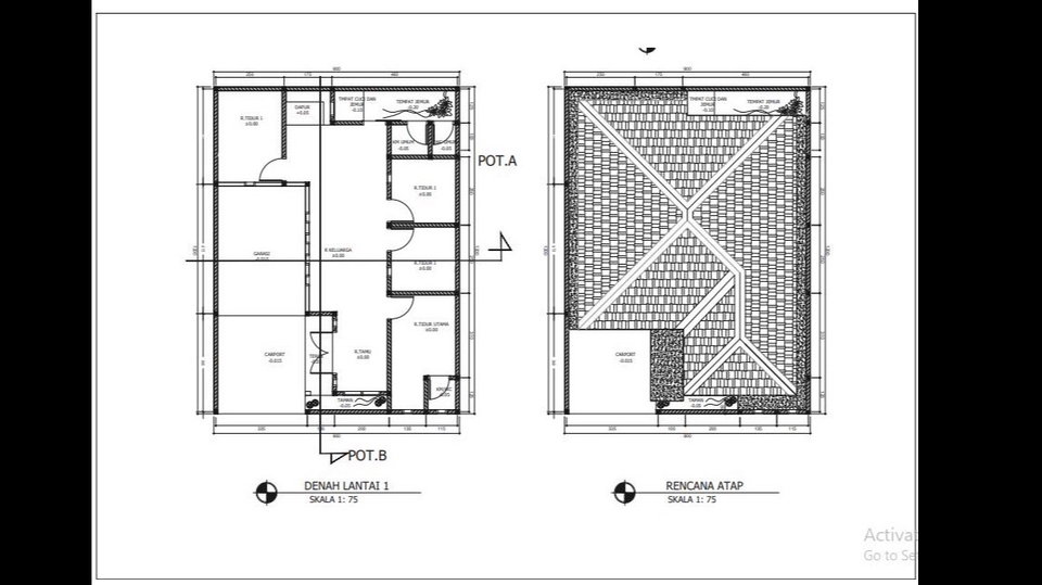 CAD Drawing - GAMBAR 2D RUMAH / RUKO / KOS - 1