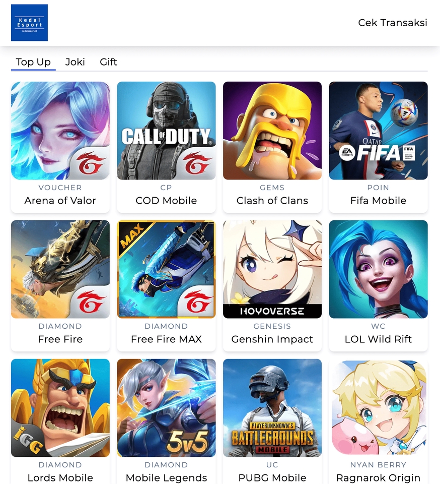 Jasa pembuatan website game mobile seperti Free Fire, Mobile Legends, PUBG Mobile, Ragnarok Origin dan lain-lain dengan harga murah dan berkualitas.