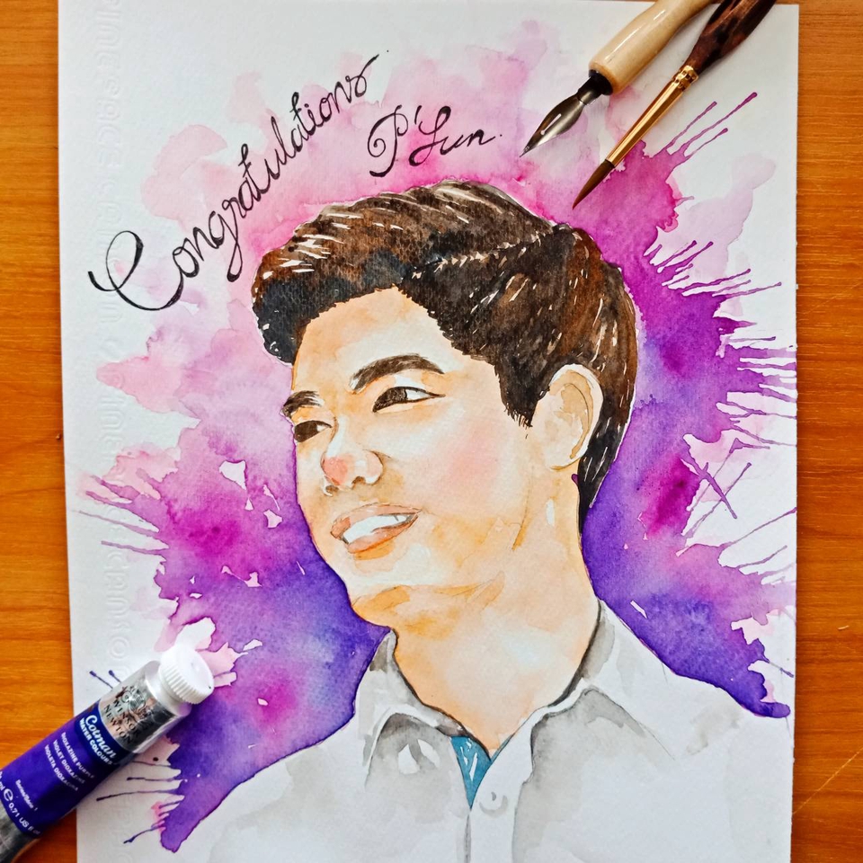 รับวาดภาพเหมือน สีน้ำ สวยๆ วาดภาพเหมือนบุคคล ภาพเหมือนการ์ตูน รับวาดรูปคน